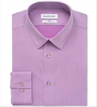 Camisa social masculina slim fit lisa Calvin Klein Berry Red tamanho 17,5 36-37