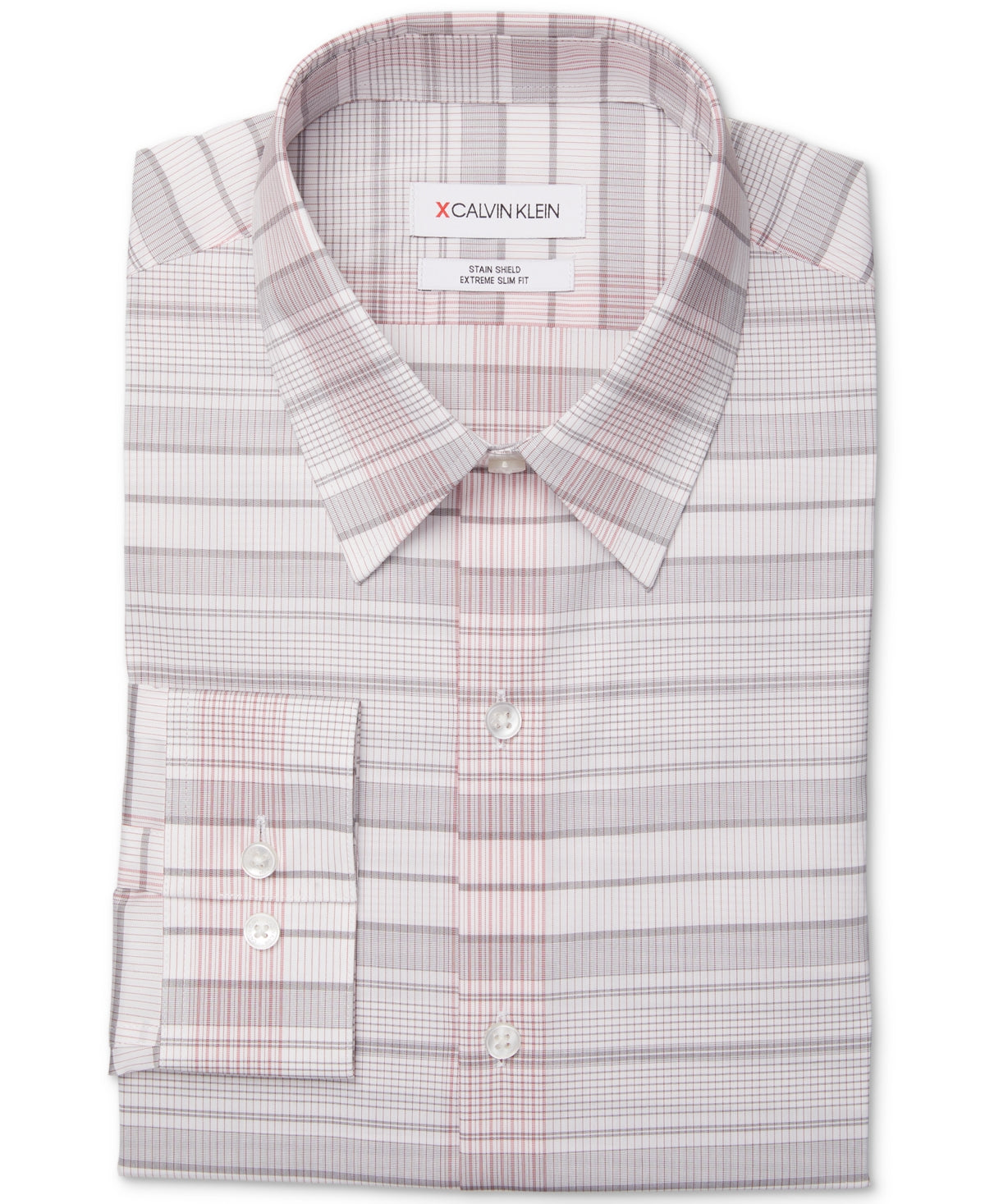 Camisa social Calvin Klein Stain Shield Extreme Slim Fit elástica antirrugas, tamanho vermelho, 15x32x33