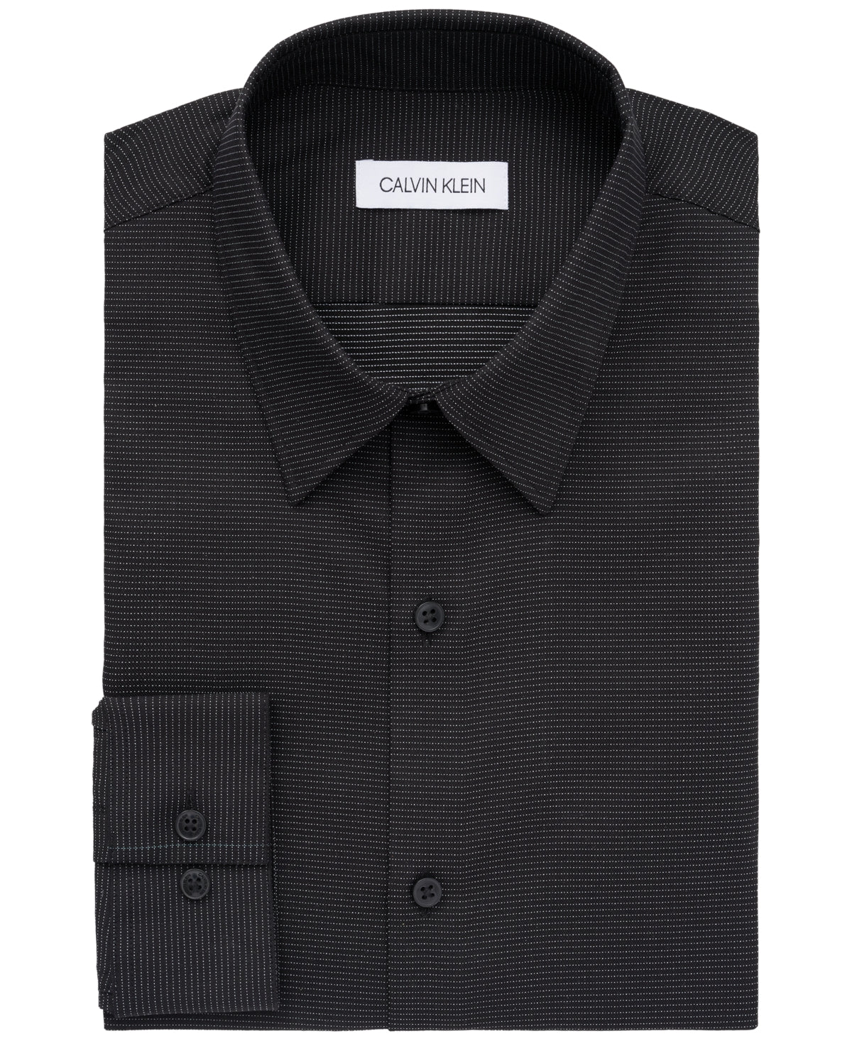 Camisa social Calvin Klein masculina extrafina Stain Shield Performance preta tamanho 17-17 1/2 32-33