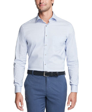 Camisa social masculina Van Heusen Classic Regular Fit Stain Shield Performance Stretch Check, azul, tamanho 37x38