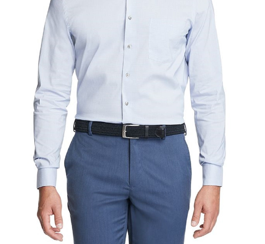 Camisa social masculina Van Heusen Classic Regular Fit Stain Shield Performance Stretch Check, azul, tamanho 37x38
