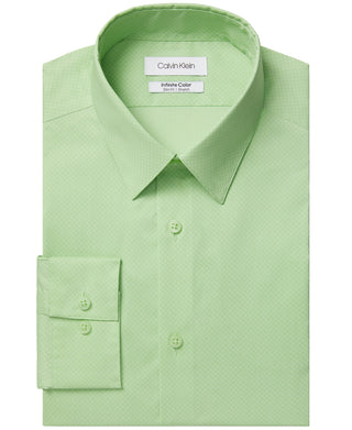 Camisa social masculina Calvin Klein Infinite Color Slim-Fit, sem necessidade de passar, verde, tamanho 15-15, 12, 32-33