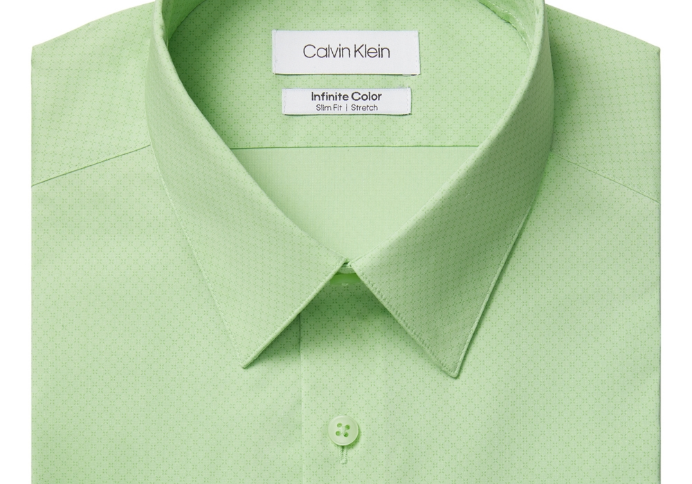 Camisa social masculina Calvin Klein Infinite Color Slim-Fit, sem necessidade de passar, verde, tamanho 15-15, 12, 32-33