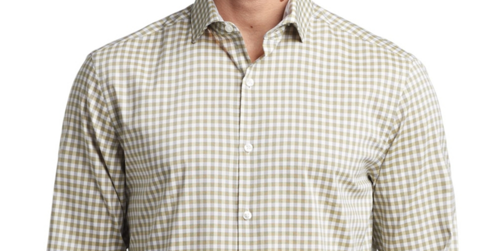 Camisa social masculina Van Heusen Slim Fit Never Tuck marrom tamanho 16x32x33