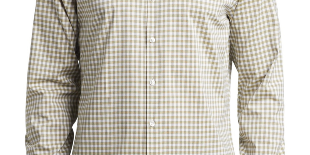 Camisa social masculina Van Heusen Slim Fit Never Tuck marrom tamanho 16x32x33