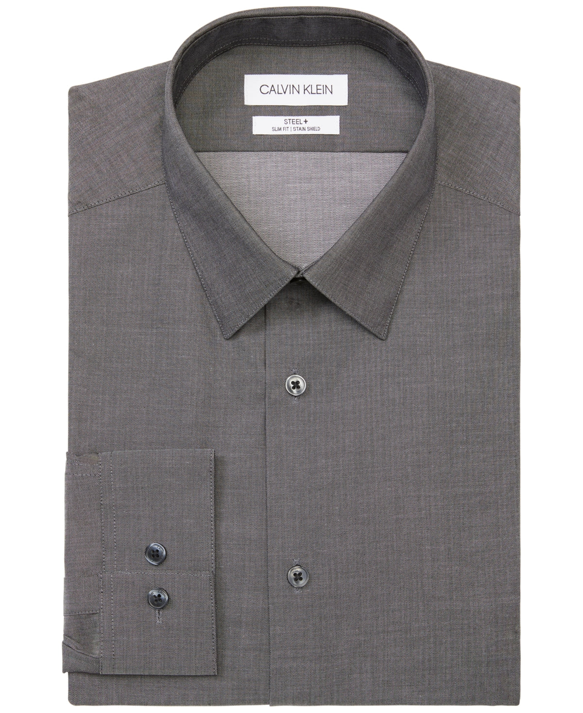 Camisa social Calvin Klein masculina slim fit, resistente a manchas e ferro, cinza, tamanho 15,5 x 34-35