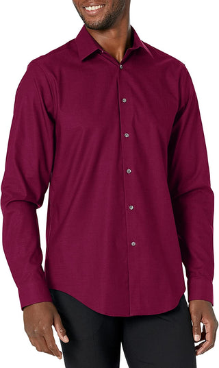 Calvin Klein Men's Slim Fit Non Iron Stain Shield Solid Dress Shirt Red Size 17X32X33