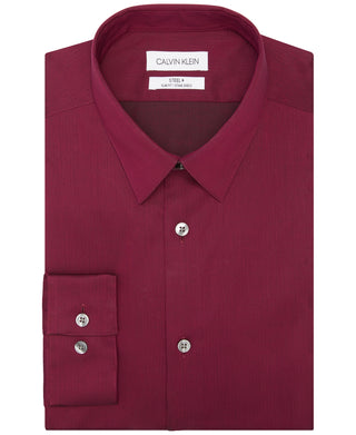 Calvin Klein Men's Slim Fit Non Iron Stain Shield Solid Dress Shirt Red Size 17X32X33