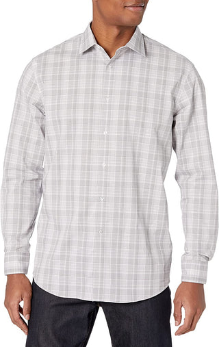 Camisa social Calvin Klein masculina, ajuste regular, elástica, sem passar, vermelha, tamanho 15x32-33