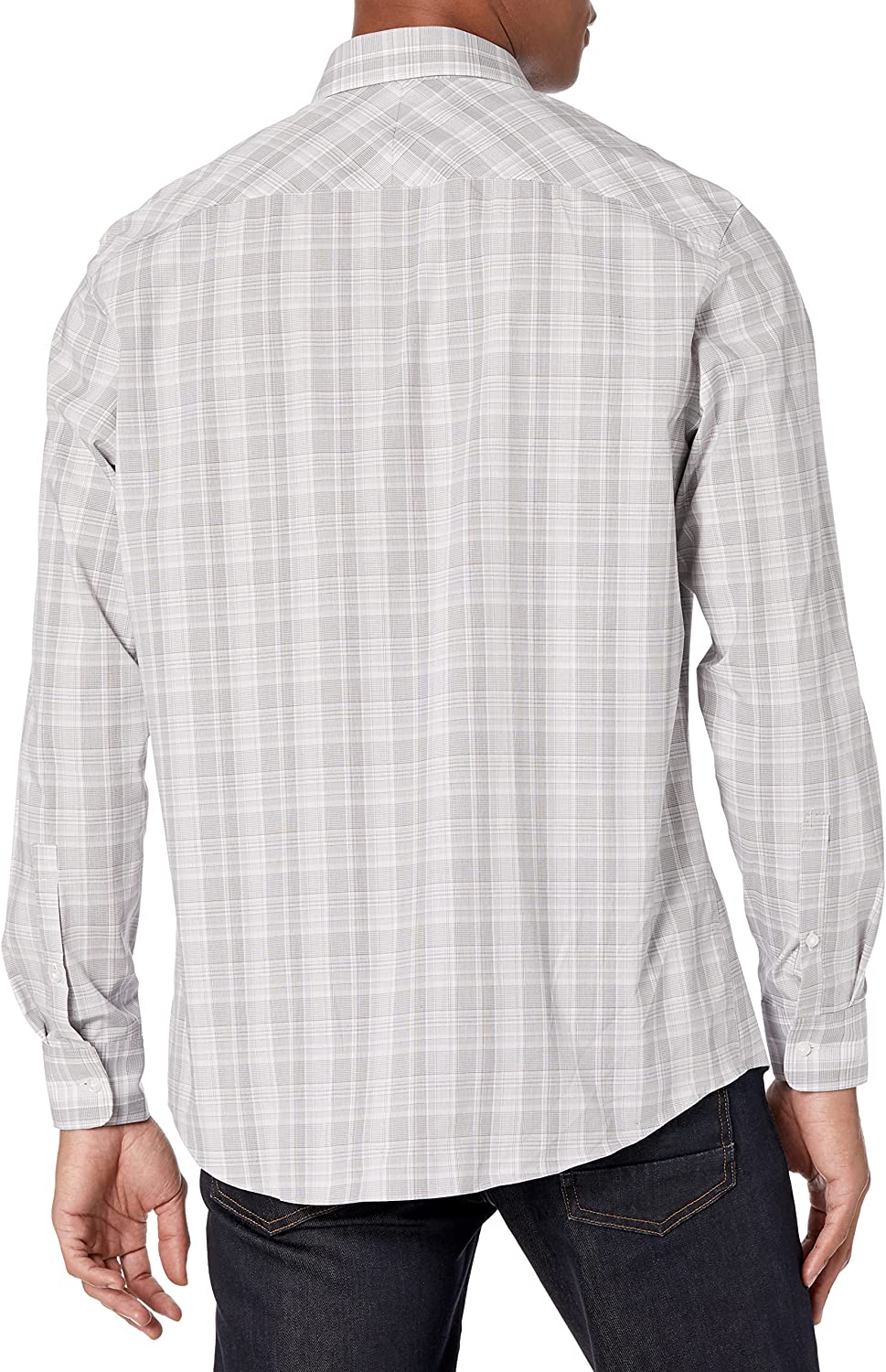Camisa social Calvin Klein masculina, ajuste regular, elástica, sem passar, vermelha, tamanho 15x32-33