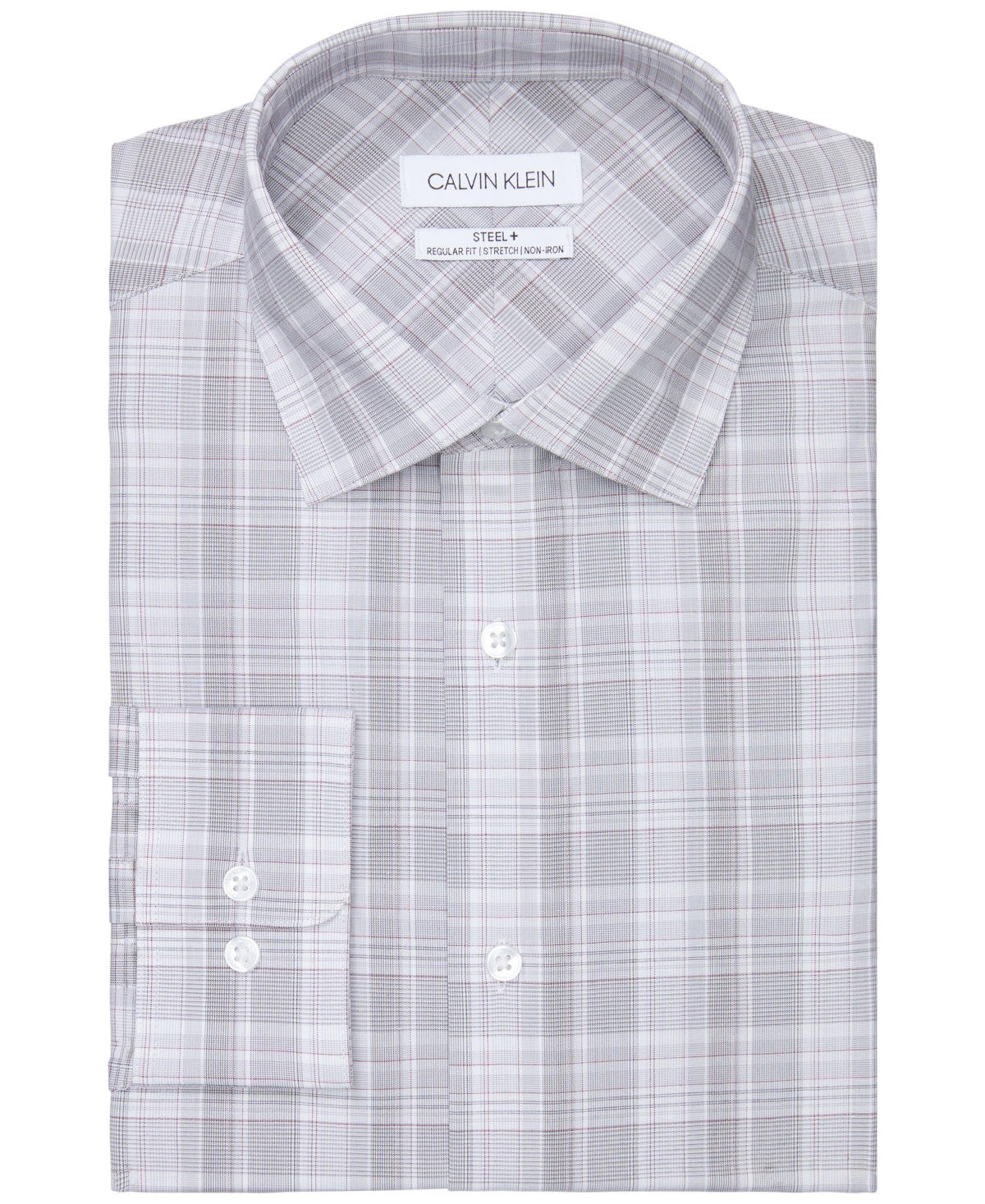 Camisa social Calvin Klein masculina, ajuste regular, elástica, sem passar, vermelha, tamanho 15x32-33