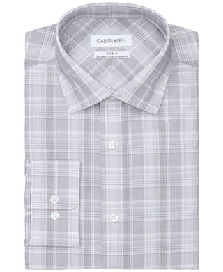 Camisa social Calvin Klein masculina, ajuste regular, elástica, sem passar, vermelha, tamanho 15,5 x 32-33