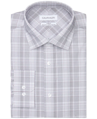 Camisa social Calvin Klein masculina, ajuste regular, elástica, sem passar, vermelha, tamanho 15,5 x 32-33