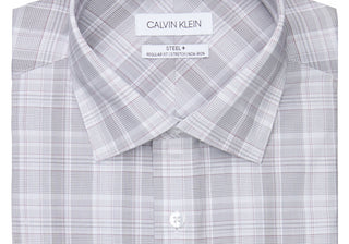 Camisa social Calvin Klein masculina, ajuste regular, elástica, sem passar, vermelha, tamanho 15,5 x 32-33