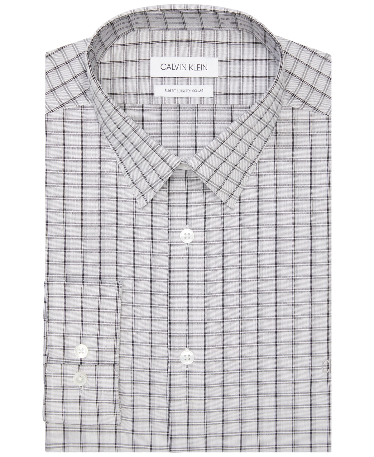 Camisa social slim fit com logotipo Calvin Klein masculina exclusiva online cinza tamanho 16x32-33