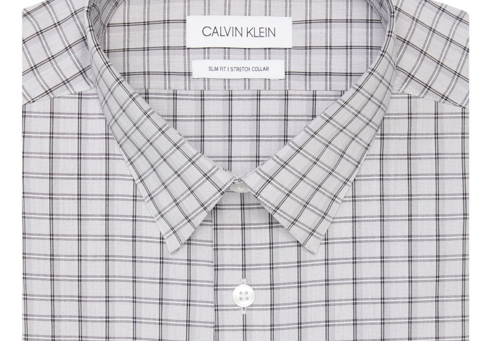 Camisa social slim fit com logotipo Calvin Klein masculina exclusiva online cinza tamanho 15,5 x 34-35