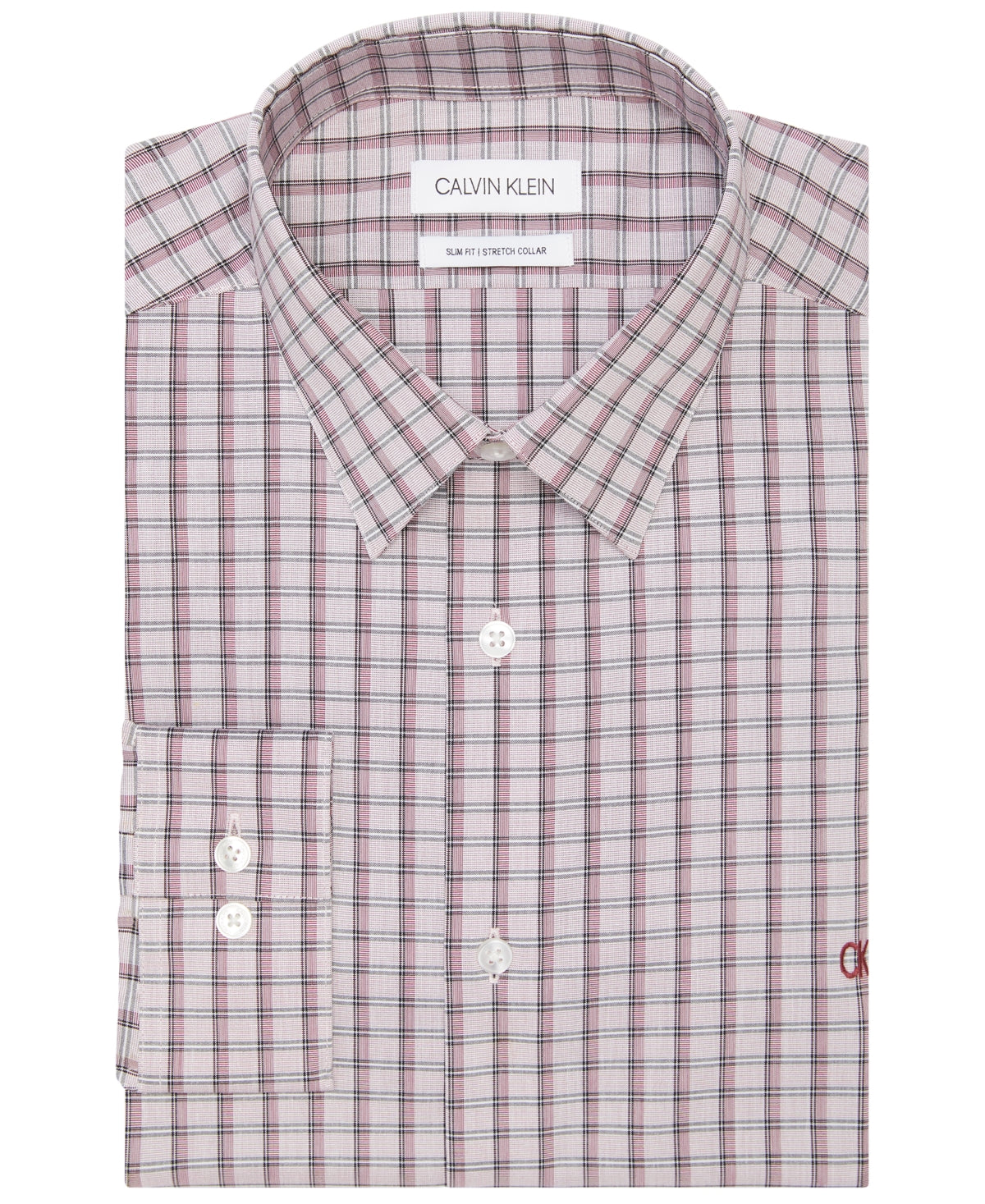 Camisa social slim fit com logotipo Calvin Klein masculina exclusiva online vermelha tamanho 17,5 x 32-33