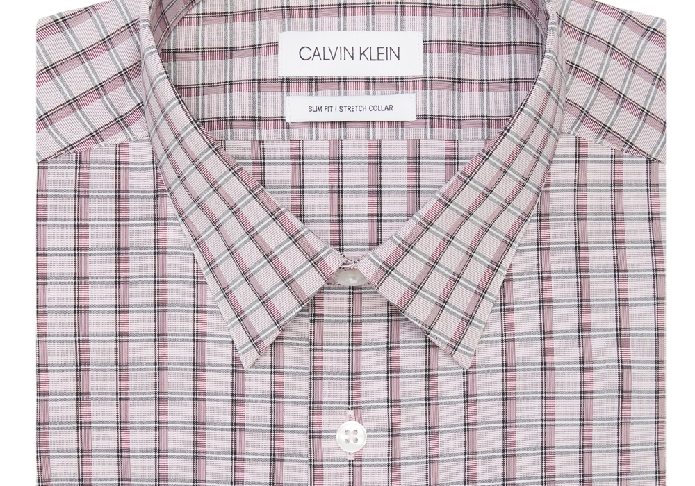Camisa social slim fit com logotipo Calvin Klein masculina exclusiva online vermelha tamanho 17,5 x 32-33