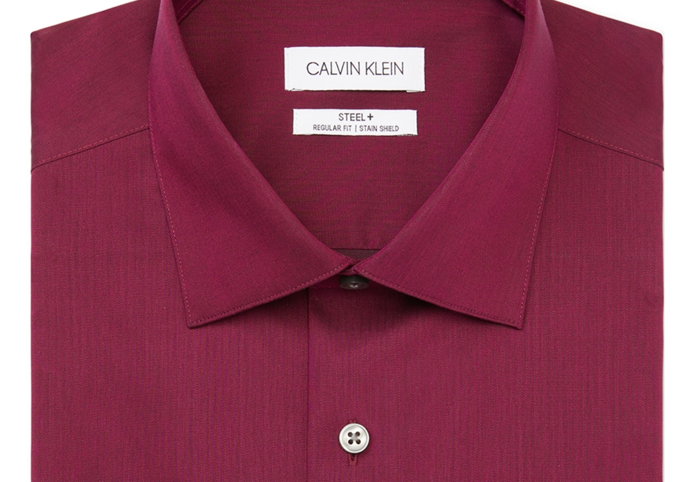 Camisa social Calvin Klein masculina Steel Regular Fit Stain Shield Performance vermelha tamanho 15x32-33