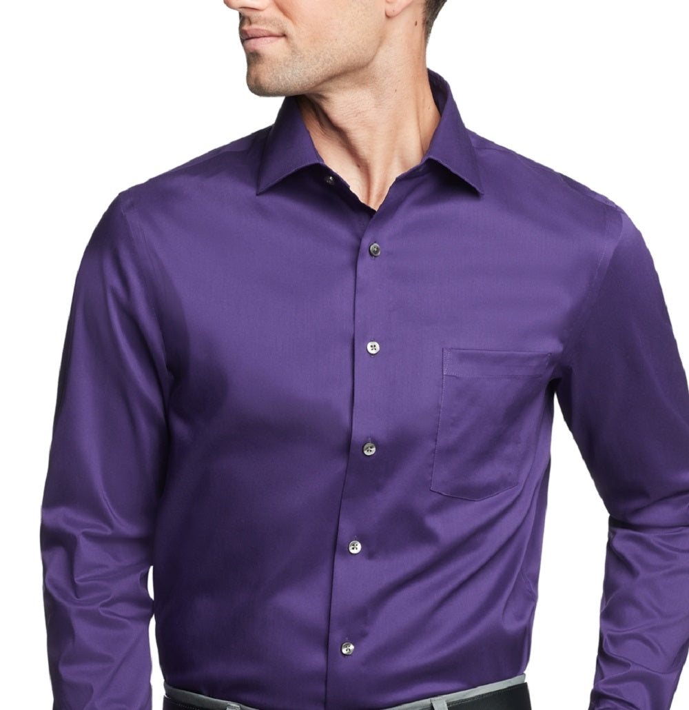 Camisa social masculina Van Heusen Regular Fit Ultraflex Roxa Tamanho 32X33