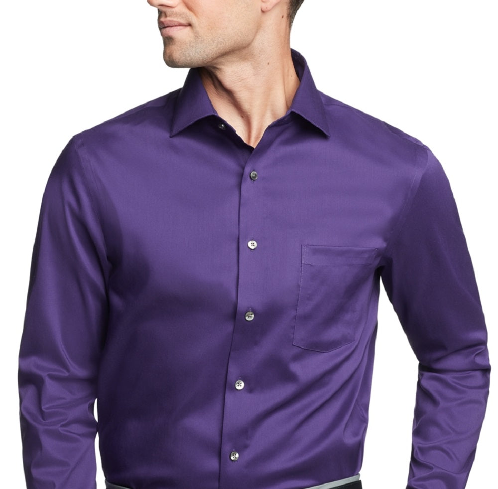Camisa social masculina Van Heusen Regular Fit Ultraflex roxa tamanho 34X35