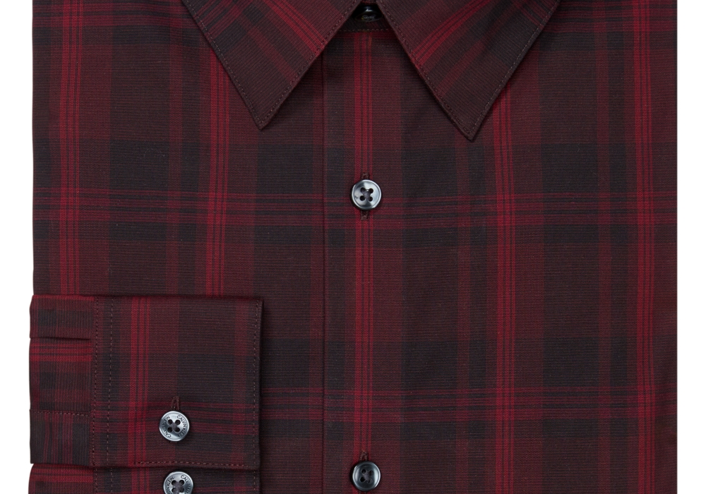 Camisa social Calvin Klein masculina slim fit, elástica, sem passar, vermelha, tamanho 17, 32-33