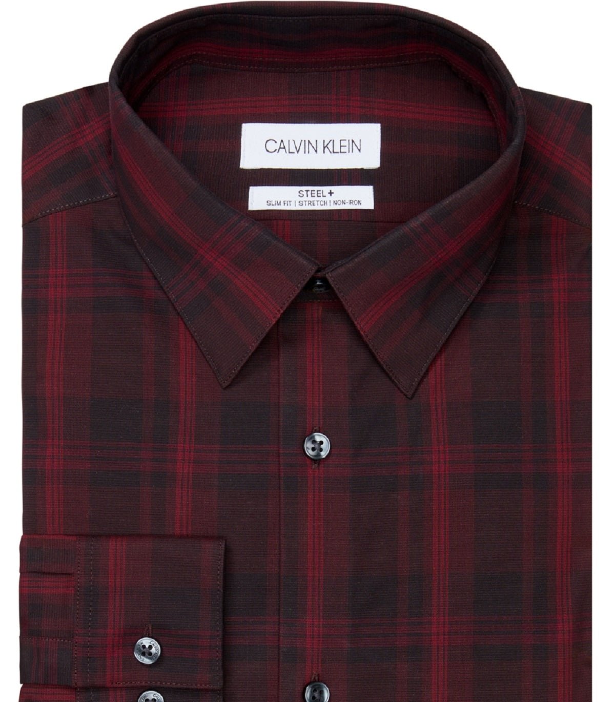 Camisa social Calvin Klein masculina slim fit, elástica, sem passar a ferro, vermelha, tamanho 16x34x35