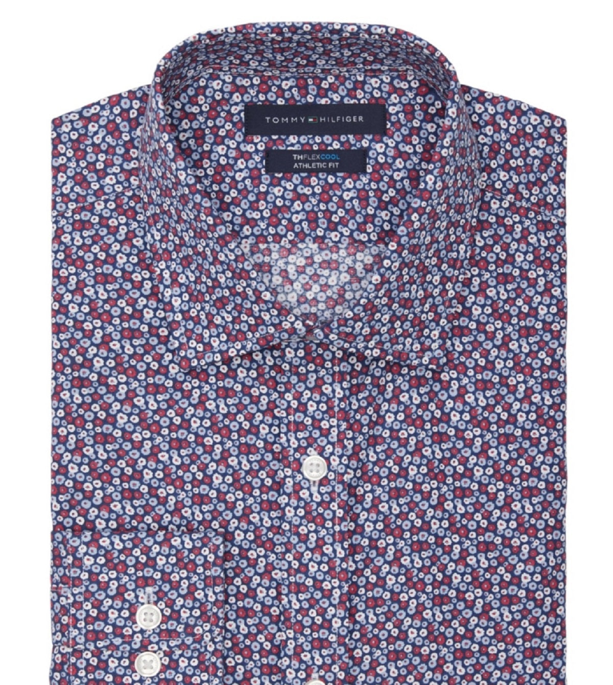 Camisa social masculina Tommy Hilfiger Th Flex Cool Athletic Fit vermelha tamanho 17,5 x 32 x 33