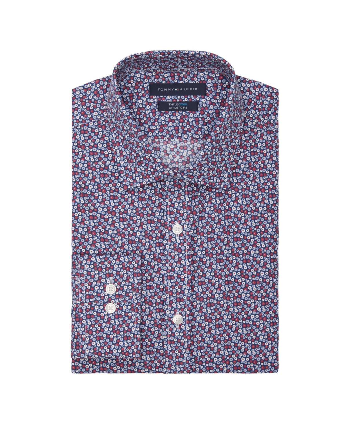 Camisa social masculina Tommy Hilfiger Th Flex Cool Athletic Fit vermelha tamanho 17,5 x 32 x 33