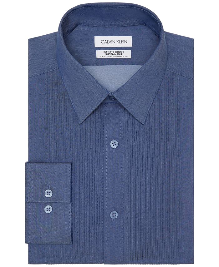 Camisa social masculina Calvin Klein Infinite Color sustentável Slim Fit azul tamanho 34x35