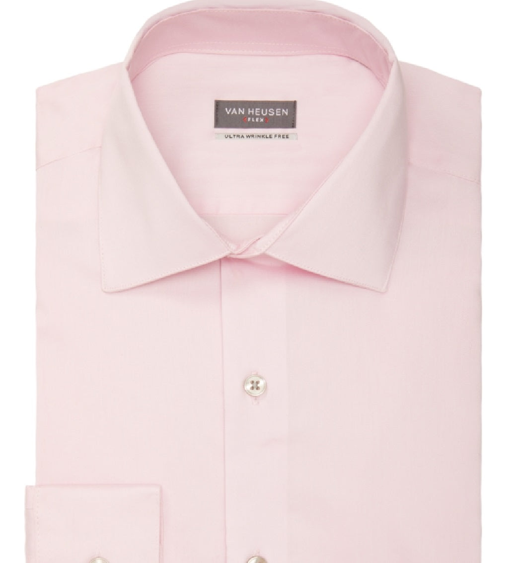 Camisa social masculina Van Heusen Regular Fit Ultraflex rosa tamanho 32X33