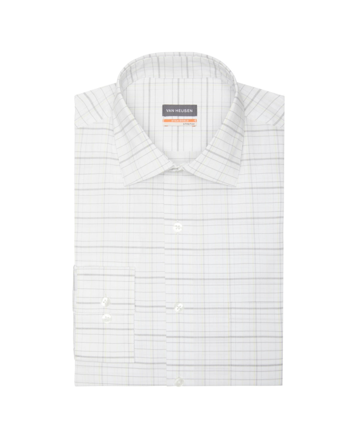 Camisa social masculina Van Heusen Stain Shield Regular Fit, branca, tamanho 16-16,5/32-33 G