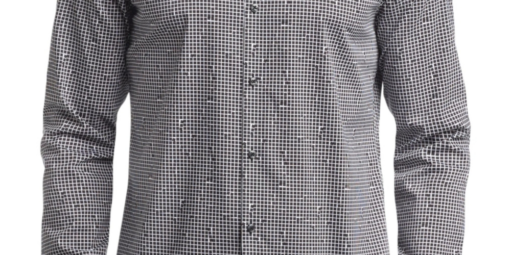 Camisa social masculina Calvin Klein extra slim fit elástica para fora da calça, preta, tamanho XS