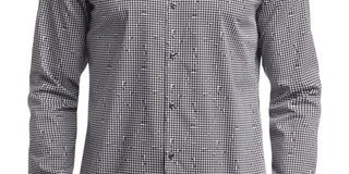 Camisa social masculina Calvin Klein extra slim fit elástica para fora da calça, preta, tamanho XS