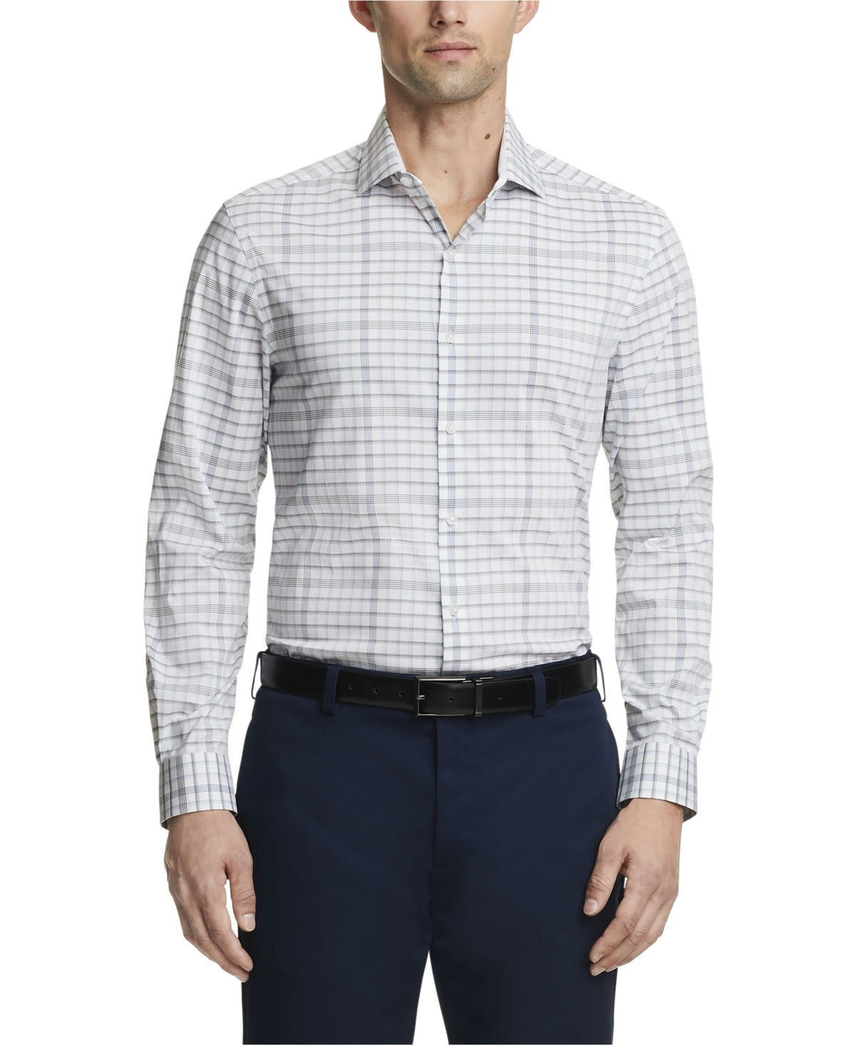 Camisa social masculina Van Heusen Even Temp Never Tuck Slim Fit, branca, tamanho 16x34x35