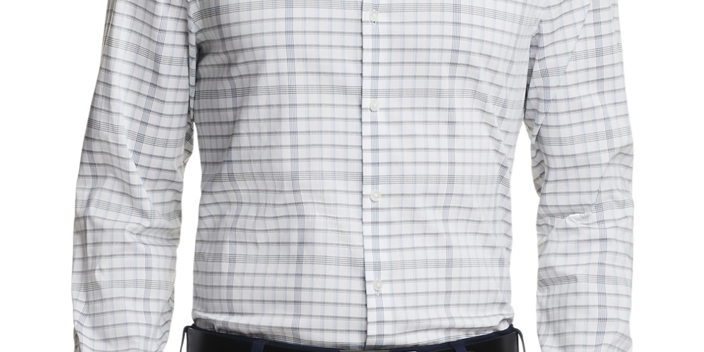 Camisa social masculina Van Heusen Even Temp Never Tuck Slim Fit, branca, tamanho 16x34x35