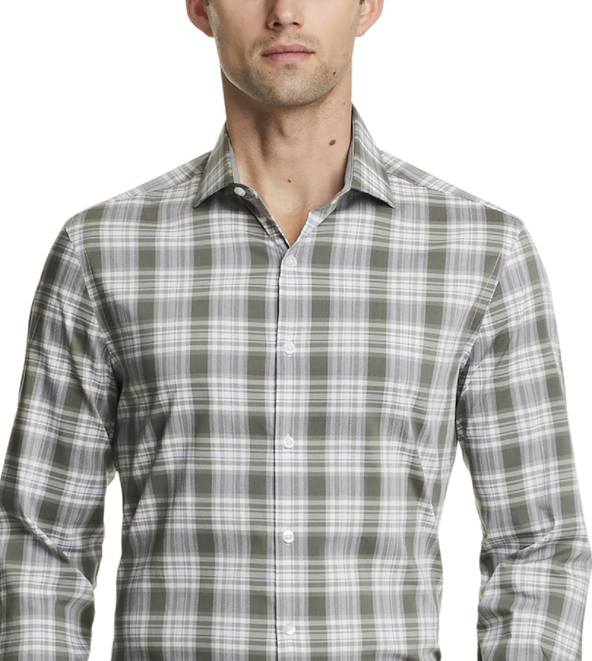 Camisa social masculina Van Heusen Even Temp Never Tuck Slim Fit, verde, tamanho 17 x 34 x 35