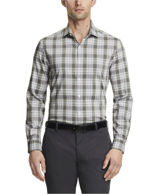 Camisa social masculina Van Heusen Even Temp Never Tuck Slim Fit, verde, tamanho 17 x 34 x 35