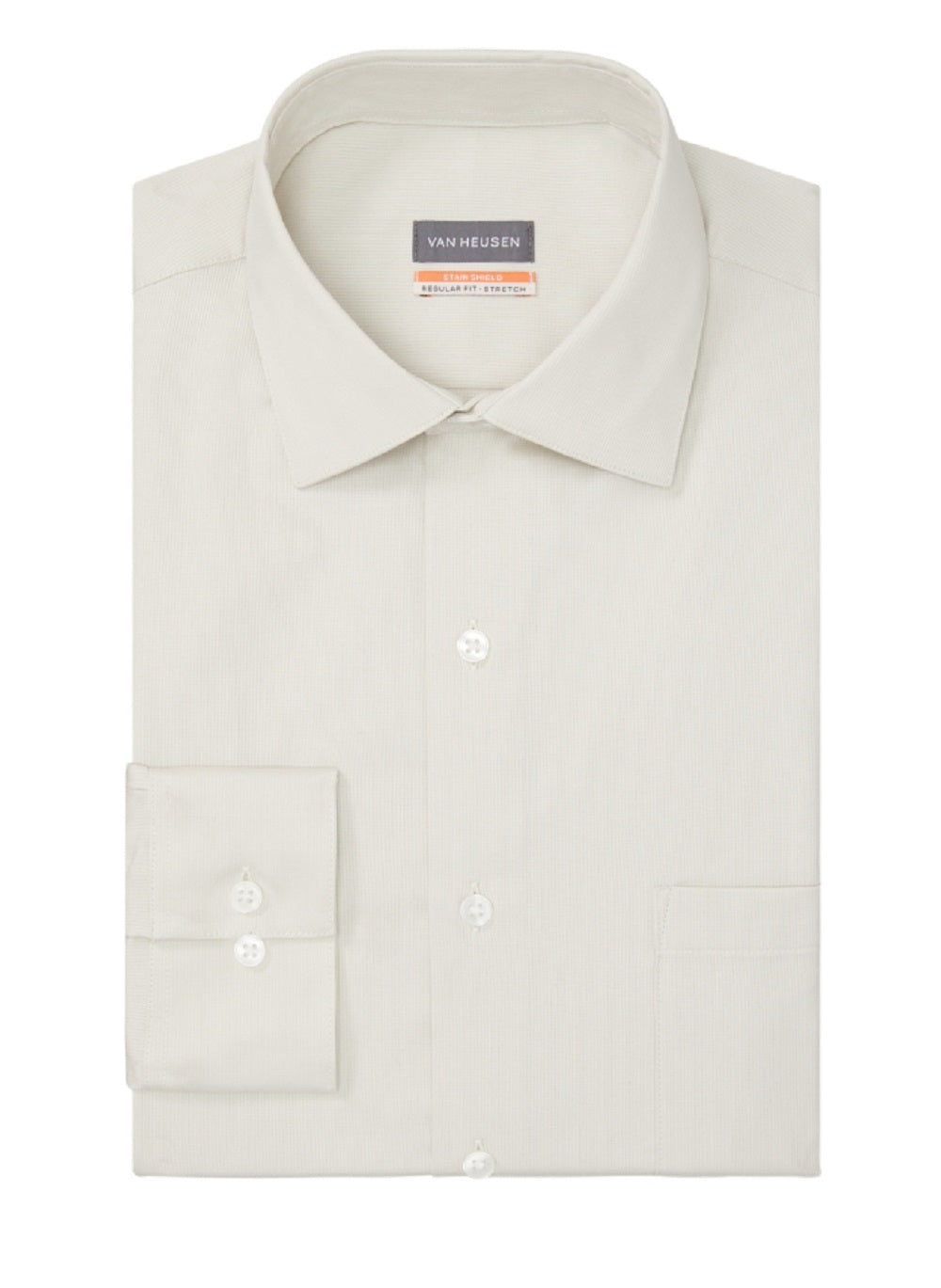 Camisa social masculina Van Heusen Stain Shield Regular Fit, marrom, tamanho 15x32x33