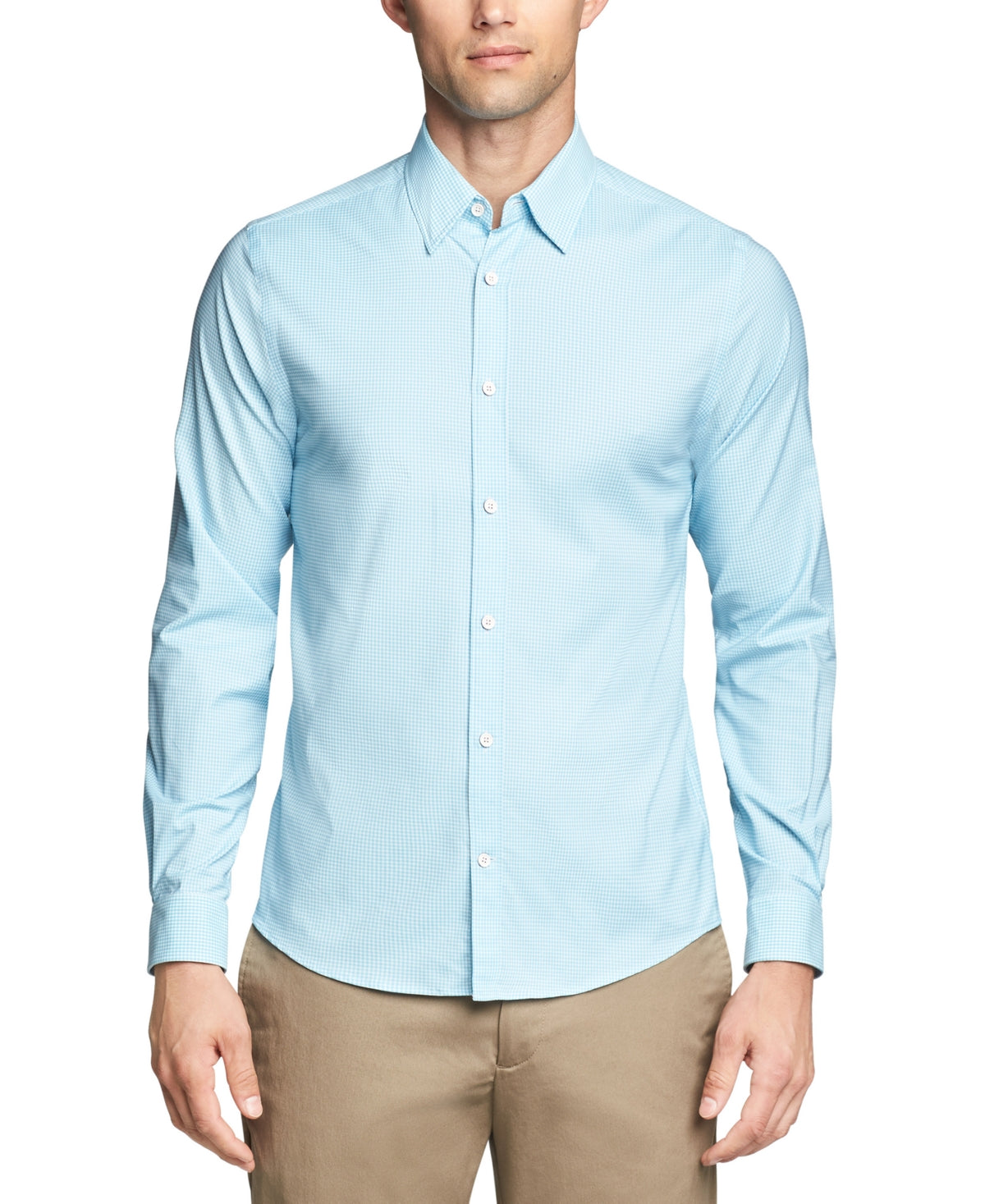 Camisa social masculina Tommy Hilfiger No Tuck Casual Slim Fit Stretch, verde, tamanho X-G