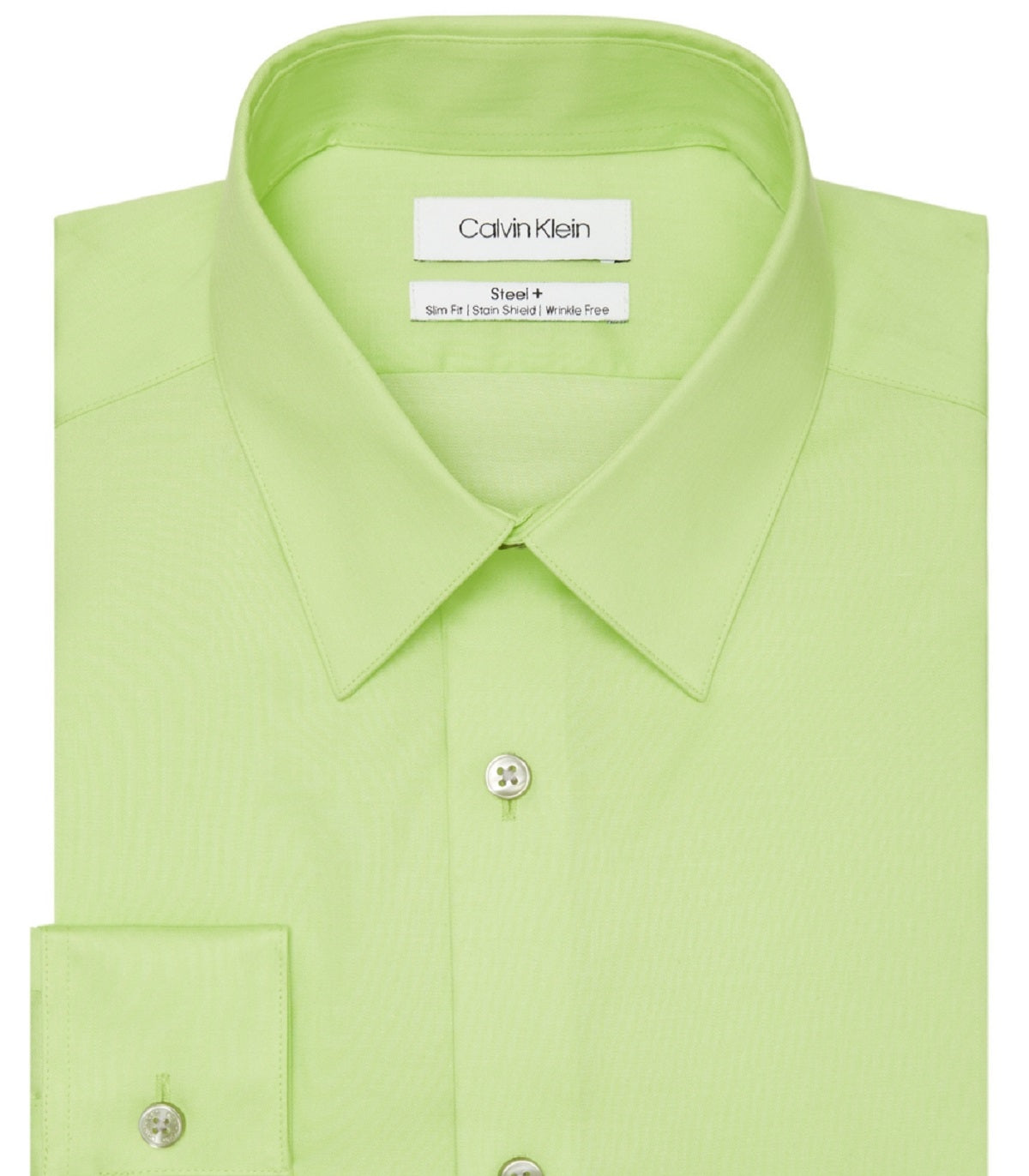 Camisa social masculina Calvin Klein Steel Slim Fit, anti-manchas, com escudo, verde, tamanho 14,5 x 32 x 33