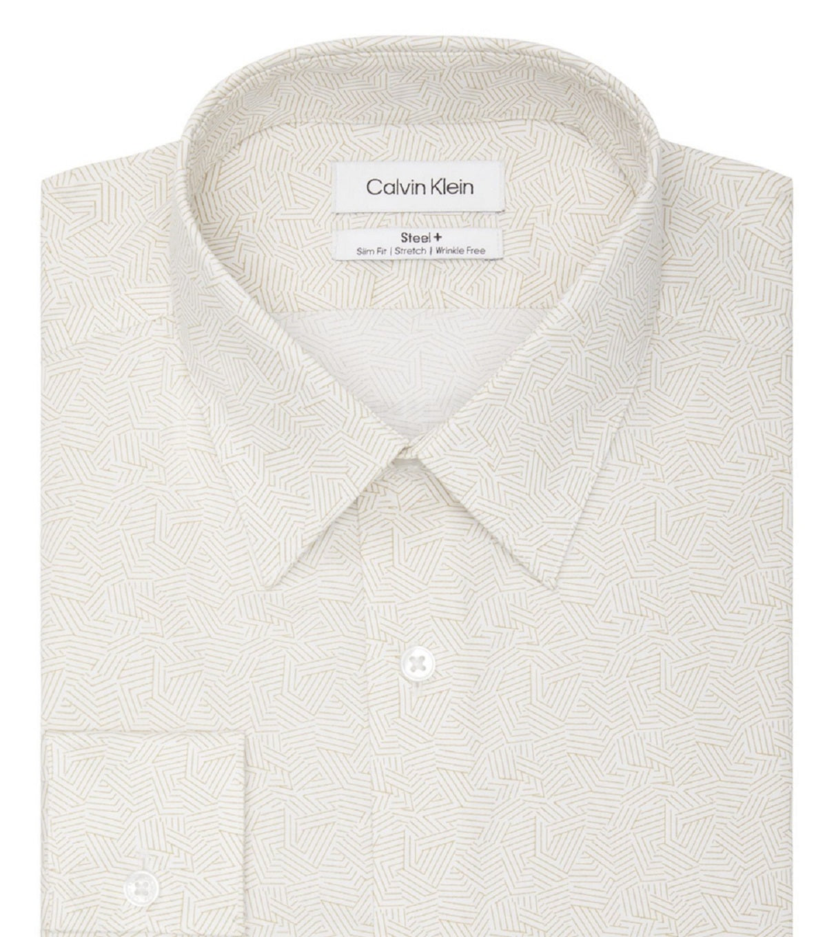 Camisa social Calvin Klein masculina com ajuste slim e stretch, bege, tamanho 14,5 x 32 x 33