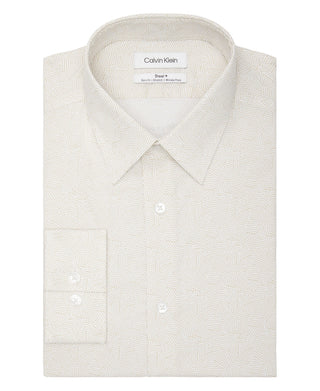 Camisa social Calvin Klein masculina com ajuste slim e stretch, bege, tamanho 14,5 x 32 x 33