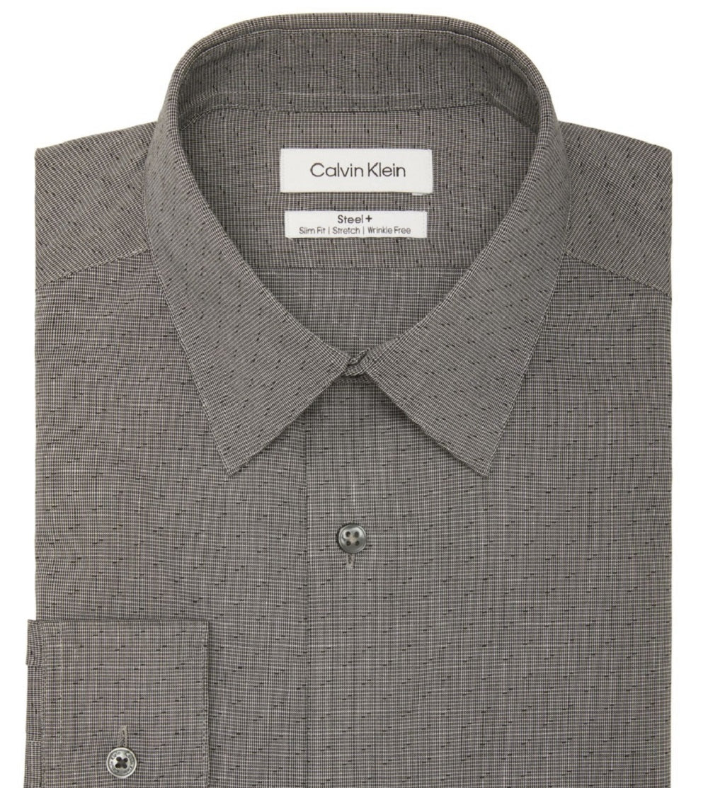 Camisa social masculina Calvin Klein Slim Fit Stretch preta tamanho 16,5 x 32 x 33