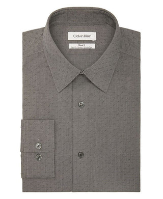 Camisa social Calvin Klein masculina com ajuste slim e stretch, preta, tamanho 15,5 x 34-35