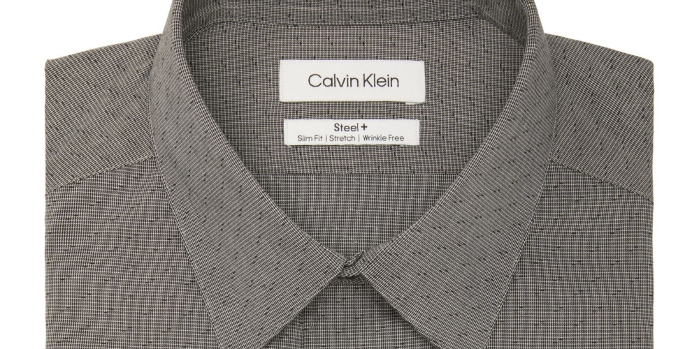 Camisa social Calvin Klein masculina com ajuste slim e stretch, preta, tamanho 15,5 x 34-35