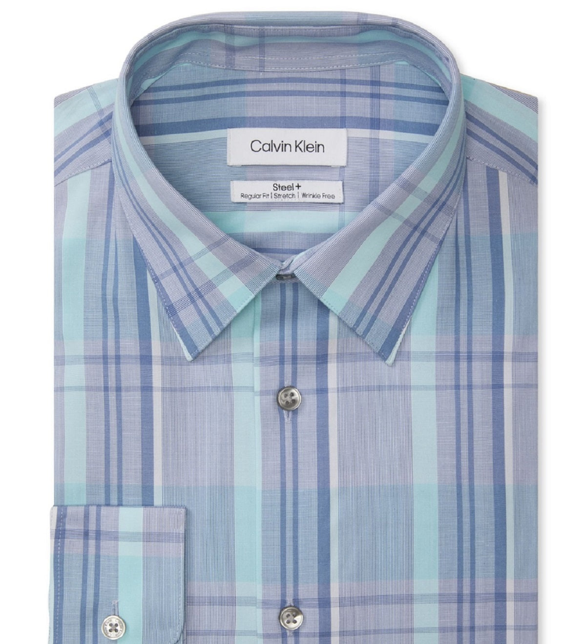 Camisa social masculina Calvin Klein Steel and Regular Fit Stretch Azul Tamanho 17X32X33