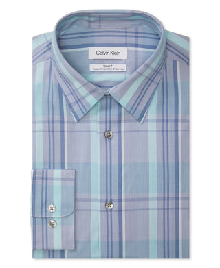 Camisa social masculina Calvin Klein Steel and Regular Fit Stretch Azul Tamanho 17X32X33