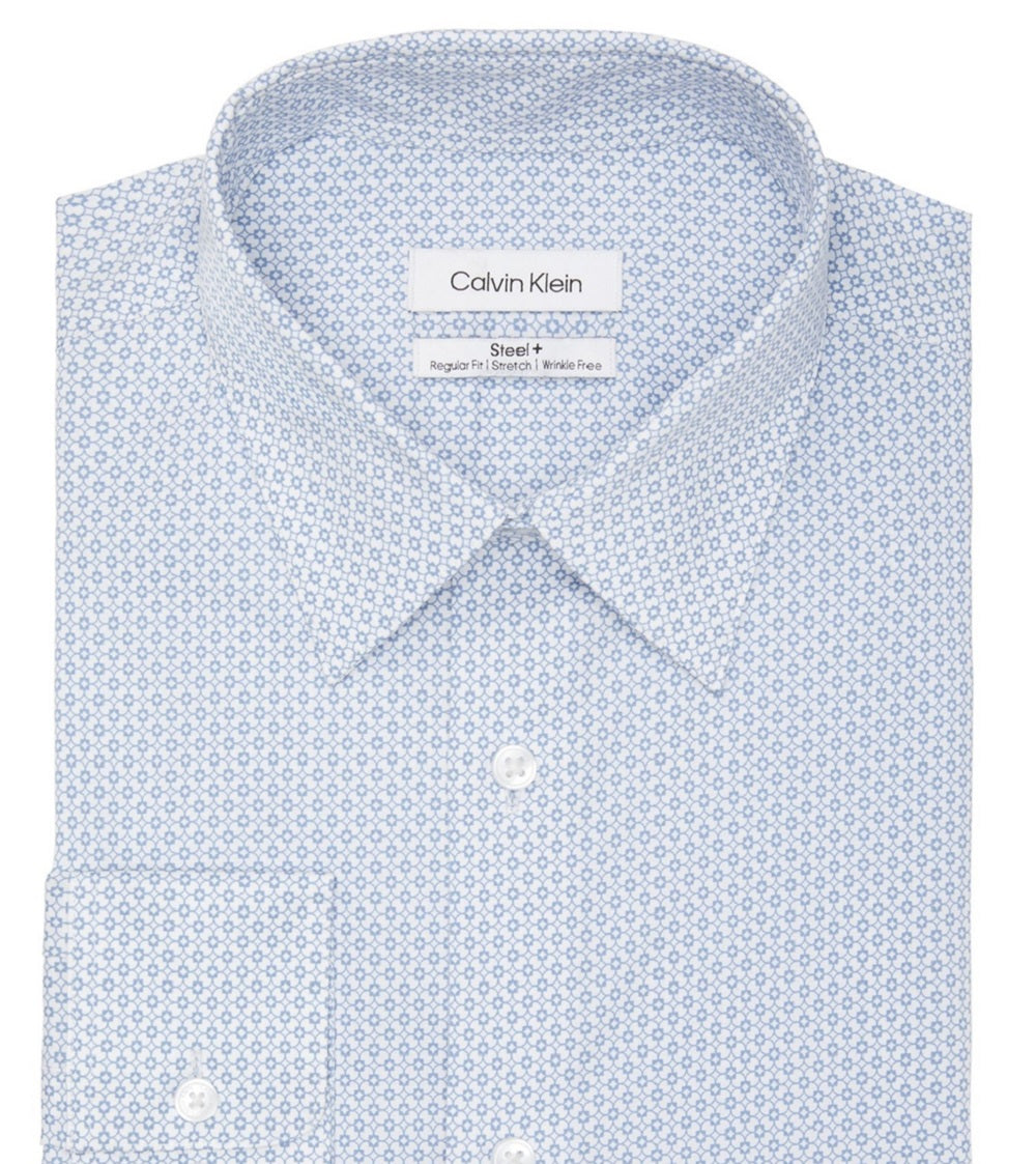 Camisa social Calvin Klein masculina regular fit elástica azul tamanho 15,5 x 34 x 35