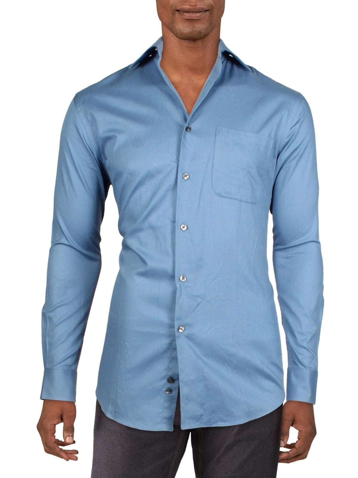 Camisa Calvin Klein Masculina Manga Longa Regular Fit com Botões Azul Tamanho 15X32-33